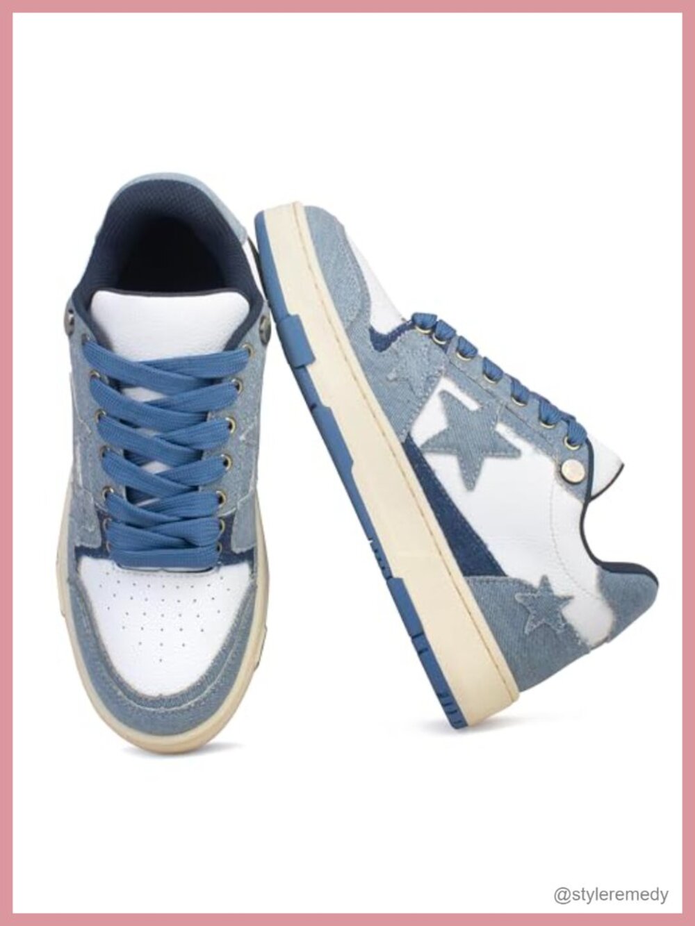 Leather & Canvas Platform Sneakers Low Top Lace-Up Women Comfort Walking Shoes